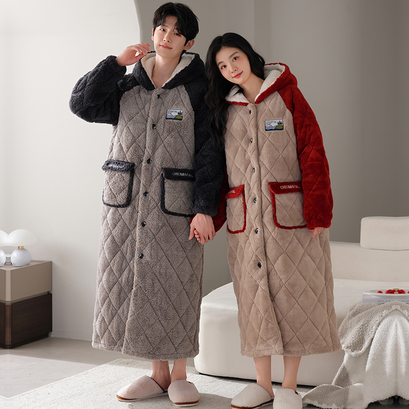 Winter Clothing Layers - Yüksek Kaliteli Kışlık Çift Bornozu Kapüşonlu
