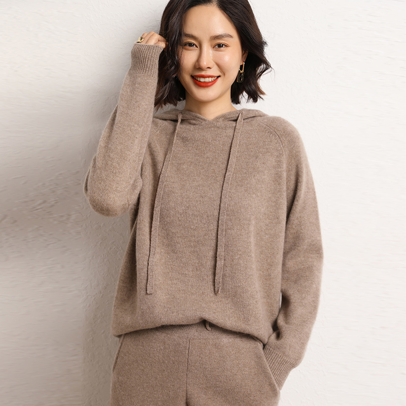 Winter Clothing Matching - %100 kaşmir kadın uyumlu takım kapüşonlu