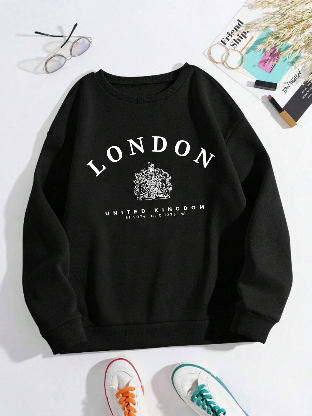 Winter Clothing London - Londra İngiltere Kraliyet Rozeti Baskı Kadın