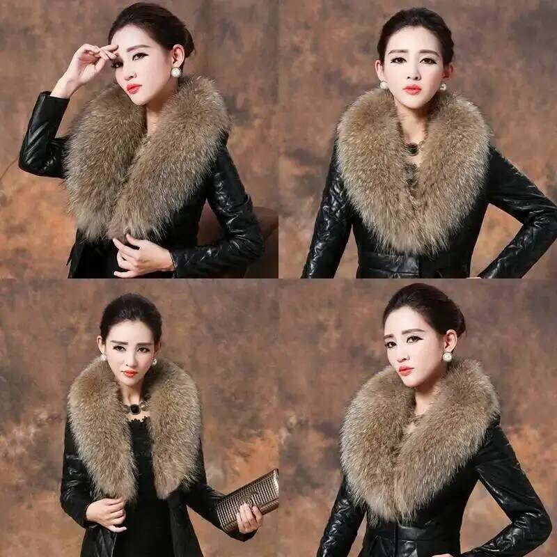 Doğal rakun kürk yaka gerçek k - Winter Clothing Matching incelemesi ve fiyatı
